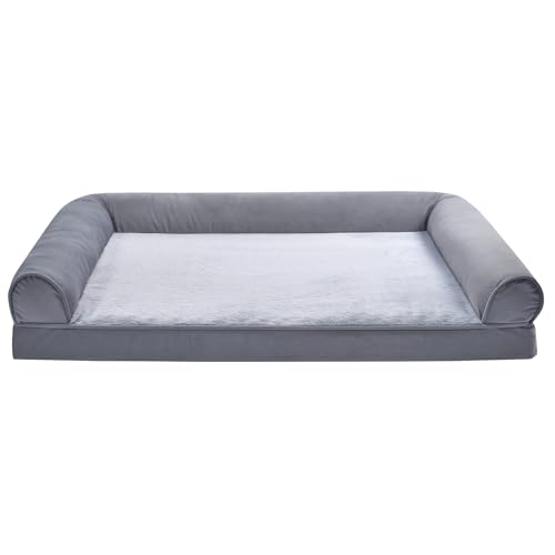 Amazon Basics Living Room Couch Dog Bed with Premium Foam, Non-Slip, Removable Washable Cover, Pressure-Relief Support for Dogs up to 90lbs, Extra Large (44" x 35"), Grey - color: Grey, size: Extra Large, style: Sofa-Style Bed