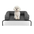 Magshion Cooling Elevated Dog Bed w/Removable Bolster, Portable Raised Outdoor Indoor Dog Cots Chew Proof Pet Hammock with Breathable Mesh for Small Dogs up to 50 lbs, Dark Gray