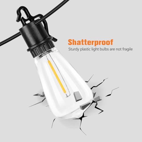 Solar String Lights Outdoor Waterproof 100ft with 52 Shatterproof,Solar Lights Outdoor Remote ST38 Vintage Edison Bulbs,Salor Ourdoor Light Hanging Lights Waterproof for Outside Backyard