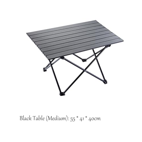 Aluminum Alloy Camping Folding Table - Portable Picnic Desk with Carry Bag, Lightweight Outdoor Dining Set (Black Table (Medium)) - color: Black Table (Medium)