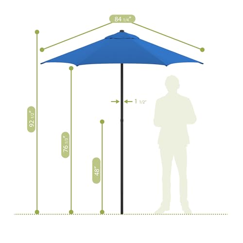 Sunline 7.5 ft Patio Umbrella with Crank & Push Button Tilt, Outdoor Market Umbrella with UV Protection & Wind Vent, Metal Frame for Deck, Pool & Table, Pacific Blue - color: Pacific Blue, size: 7.5 foot