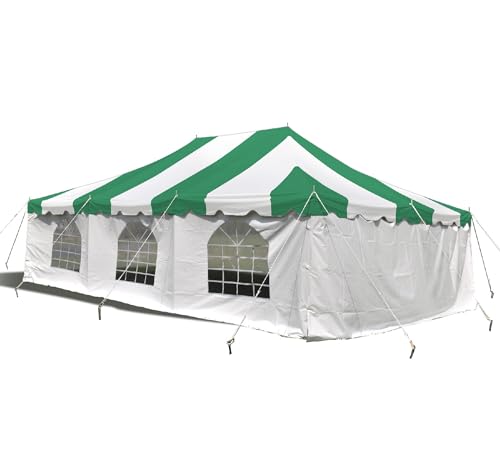 Party Tents Direct 20'x 30' Weekender Canopy Pole Tent with Sidewalls - Easy Up Canopy Tent with 120 Person Capacity - Outdoor Canopies for Parties, Weddings, and Events (Green/White) - color: Green, size: 20' x 30'