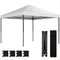 Outsunny 10 x 10 ft Pop Up Canopy Tent with One Push Setup, Easy Setup Outdoor Portable Instant Canopy Shelter with Wheeled Carry Bag, Sandbags, Adjustable Height for Parties, Events, White - color: White