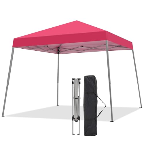 Canopy Tent, 10X10 FT Pop Up Canopy Outdoor Instant Tent Slant Legs with Carrying Bag, Portable Gazebo Shelter for Patio Deck Garden and Beach - 8X8 FT Canopy Cover (Red) - color: Red