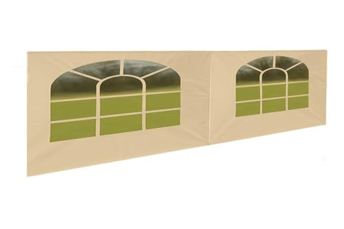 Heavy Duty Replacement Side Wall Panel with Arch Windows, 12 Mil for Party Tent Canopy (Beige 2 Window – 20 ft Valance Side Wall, Large Arch Windows, 12 Mil Heavy Duty Replacement Panel (1 Pc)) - style: Beige 2 Window – 20 ft Valance Side Wall, Large Arch