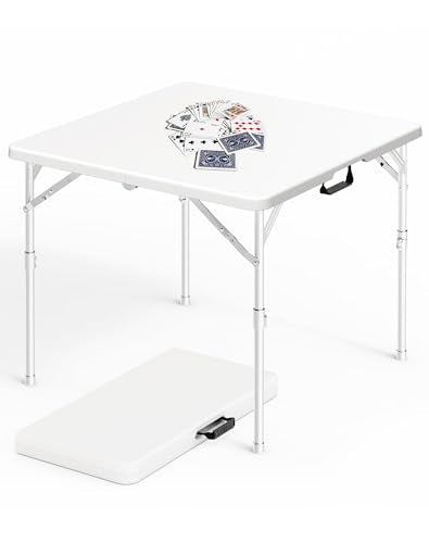 34" Folding Card Table, 3 Foot Portable Plastic Tables with Collapsible Legs & Carrying Handle, Fold in Half Square Table, Bi-Folding Commercial Tables for Indoor Outdoor Party Dining Camping - size: 1PK Card Table