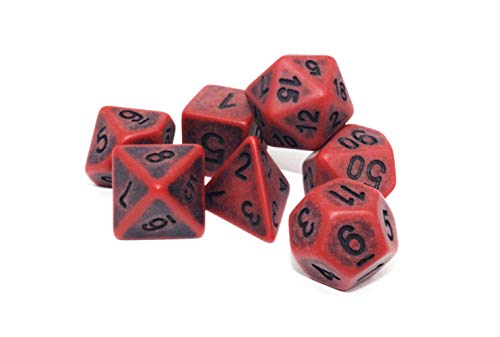 DND Dice Set Ancient RPG Dice for Dungeons and Dragons(D&D) Pathfinder MTG Tabletop Role Playing Game Polyhedral 7-Die Dice Group (Scarlet) - color: Scarlet
