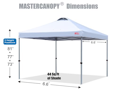 MASTERCANOPY Durable Pop-up Canopy Tent with Roller Bag (White) - color: White, size: 6.6x6.6