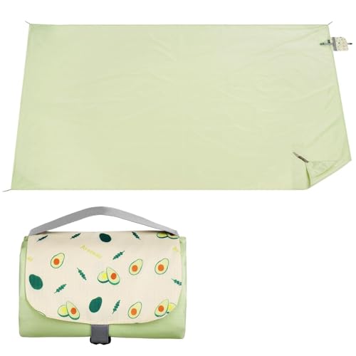 Ainiv Picnic Blanket, Waterproof Beach Blanket with Carry Handle, Foldable Portable Washable Beach Mat Sand-Free, Outdoor Mat in Green for 1-2 People for Camping, Picnic, BBQ - 39 x 59 inches - size: 39 X 59 Inches (S for 1-2 Person)