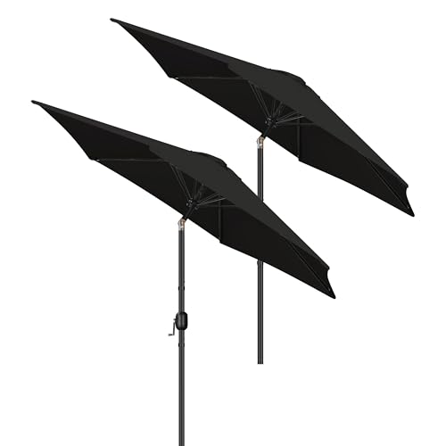 Yaheetech 2 Pack 9FT Outdoor Patio Umbrella Outdoor Table Umbrella w/Push Button Tilt & Crank, Yard Sun Shade UV Protection Waterproof for Pool, Market, Terrace, Beach, Outdoor Restaurant, Black - color: Black, size: 9FT