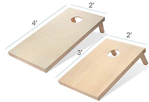 Tailgating Pros Cornhole Boards - 4'x2' & 3'x2' Cornhole Game w/Carrying Case & Set of 8 Corn Hole Bags - 150+ Color Combos! Optional LED Lights - color: Black / Gold, size: 4'x2' Boards w/LED Rings