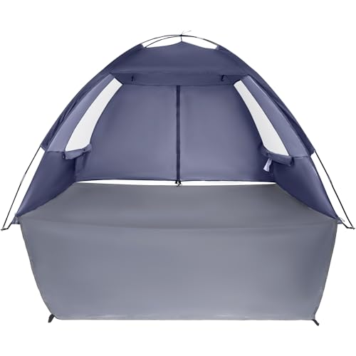 CAMEL CROWN Beach Tent UPF 50+ Sun Shelter for 2/3/5/6 Person, Lightweight Portable Sun Shade with Sand Anchor, Family Beach Day & Outdoor Adventures - color: Navy Blue, size: 2/3 Person