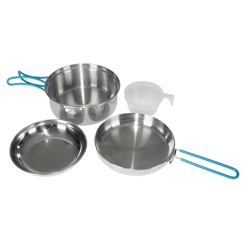 Stansport Stainless Steel Camping Cookware Set – Durable Nesting Mess Kit for Backpacking, Hiking & Outdoor Cooking – Compact Portable Pot & Pan with Carry Bag – Multiple Sizes for Family to Solo Use - style: 4 Piece