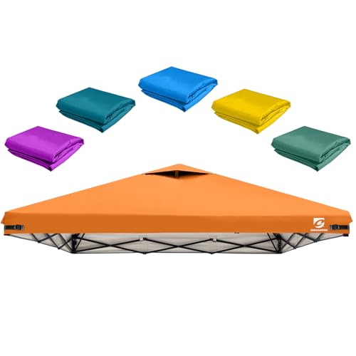 10x10 Pop Up Canopy Replacement Top Cover with Air Vent for Straight Leg Canopy Tent, Waterproof for Outdoor Garden Patio Camping Sun Shade (Orange) - color: Orange
