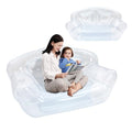 Portable Inflatable Couch with Headboard and Built-in Pump Blow Up Pull Out Couch Folding Inflatable Chair 70.9"×35.4"×37.4" Outdoor Air Sofa for Camping, Backyard, Beach, Party (Clear) - color: Clear