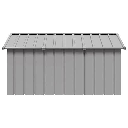 Outdoor Dog Kennel with Steel Roof and Walls, Waterproof Dog Playpen with Open Entrance, Animal Hutch Shelter from Rain and Wind, Gray 45.9"x60.2"x32.1" Galvanized Steel,-655 - color: Gray, size: 45.9"x60.2"x32.1"
