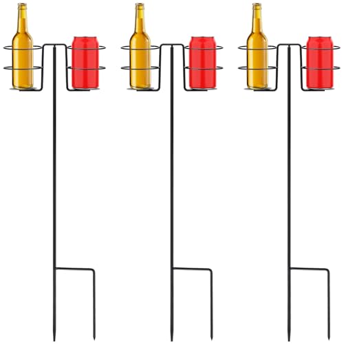 Silkfly 3 Pack Heavy Duty Drink Holder Stakes Outdoor Yard Beer Wine Beverage Cup Holders with Metal Stakes for Garden Lawn Backyard Camping Picnic Tailgating Campsite