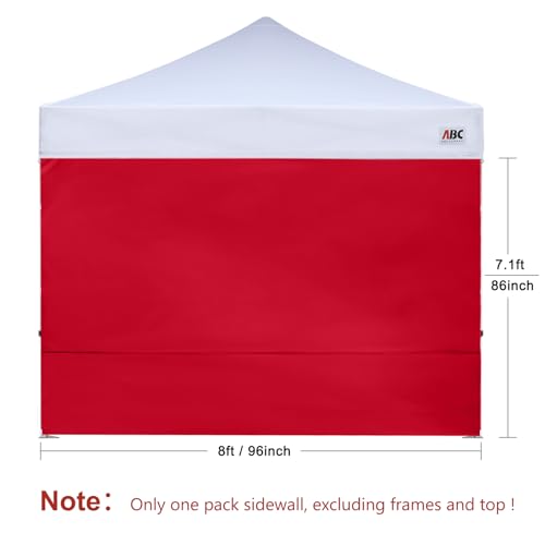 ABCCANOPY Instant Canopy SunWall 8x8 FT, 1 Pack Sidewall Only, No Frame or Top, Red - color: red, size: 8x8