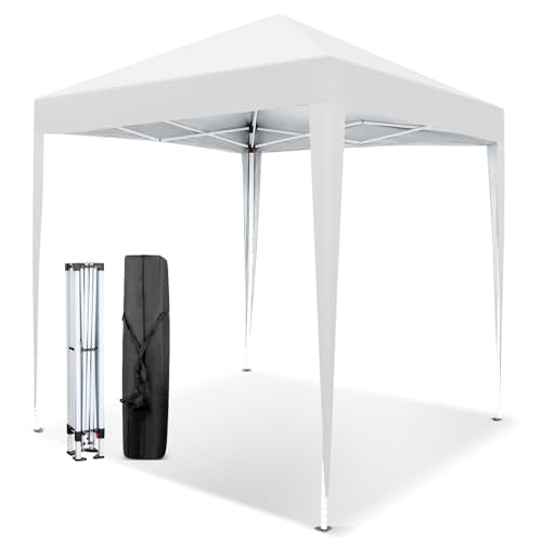 VINGLI 6.5x6.5 Pop Up Canopy Tent, Outdoor Foldable Portable Canopy for Camping, Patio, Parties, EZ Up Gazebo with Carry Bag (White) - color: White, size: 6.5x6.5