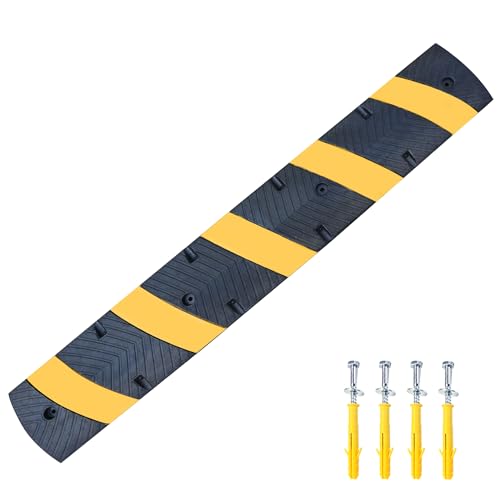 Orangestar 6Ft Rubber Speed Bump, 2 Channel Speed Hump w/4 Bolts for Asphalt Concrete Driveway Gravel - size: Rubber Ramp-1 Pack