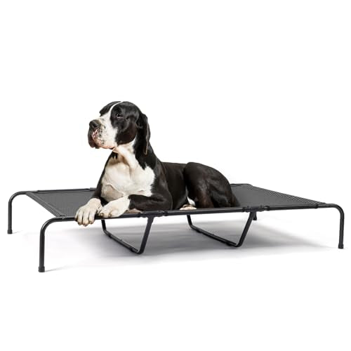 Outvita 60 Inch Elevated Dog Bed, Outdoor Cooling Raised Pet Cot, with Waterproof Textilene Mesh, Washable, Breathable, Alloy Steel Frame, Portable, Chew Proof, Indoor & Outdoor (Black) - color: Black, size: X-Large