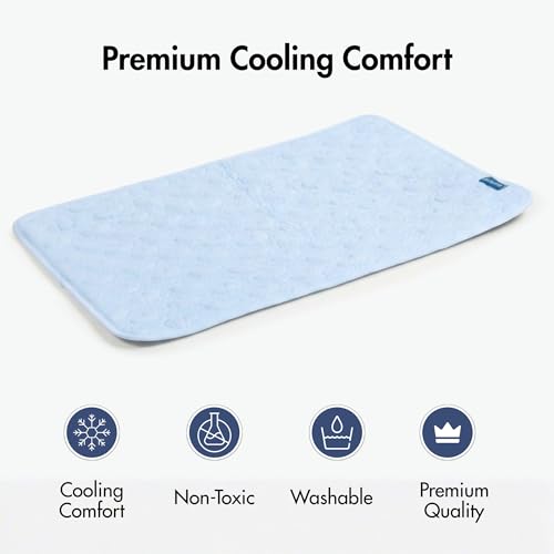 Spark Paws Cooling Mat for Dogs - Self Cooling Dog Mat & Pet Cooling Pad for Large, Medium & Small Dogs - Non-Toxic, Non-Gel Washable Cooling Bed - Hearts Blue - Size XL - color: Hearts Blue, size: X-Large