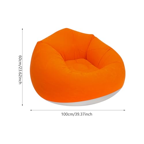 9-Pack Inflatable Sofa Set with 2 Foot Pumps – Portable Air Lounger Chairs for Adults, Heavy Duty Flocking Fabric Camping Couch, Indoor/Outdoor Use, Supports 265 lbs (Orange) - color: Orange