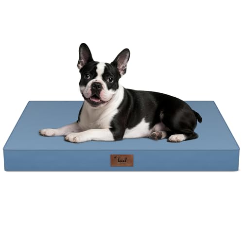 Outdoor Dog Bed for Small Dogs, Waterproof Dog Crate Bed for Medium Dogs Cats, Orthopedic Egg Crate Foam Pet Bed with Washable Removable Oxford Cover, Blue - color: Blue, size: 29.0"L x 18.0"W x 3.0"Th