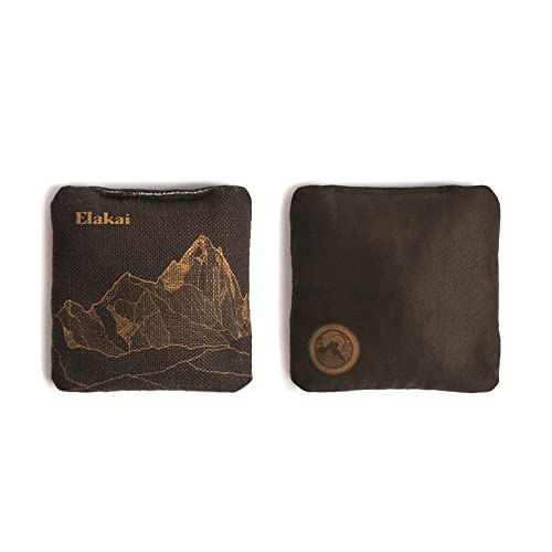 Elakai Cornhole Bags All Weather Dual Sided Slick and Stick Regulation Size and Weight Set of 4 Regulation 6 in x 6 in - color: Brown Umber