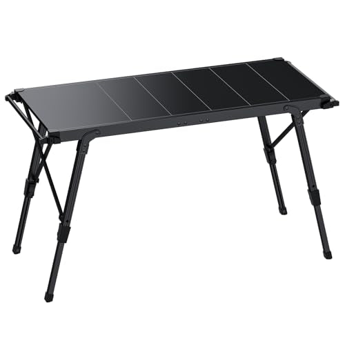 EYPINS IGT Camping Table Foldable - 3ft Modular Folding Table Adjustable Height, with Side Hanging Rails,Aluminum Lightweight Small Portable Camping Tables for Outdoor Cooking,Camping,BBQ - color: Black, size: 34.7x21.6x15 Inch