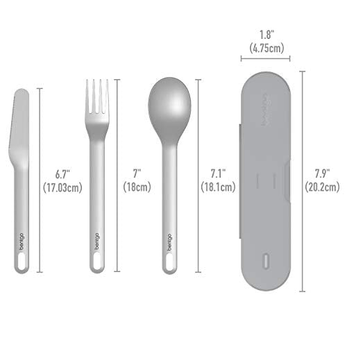 Bentgo Stainless Travel Utensil Set - Reusable 3-Piece Silverware Set with Carrying Case, High-Grade Premium Steel, BPA-Free Case, Eco-Friendly - Ideal for Travel, Camping, and Office Use (Gray) - color: Gray