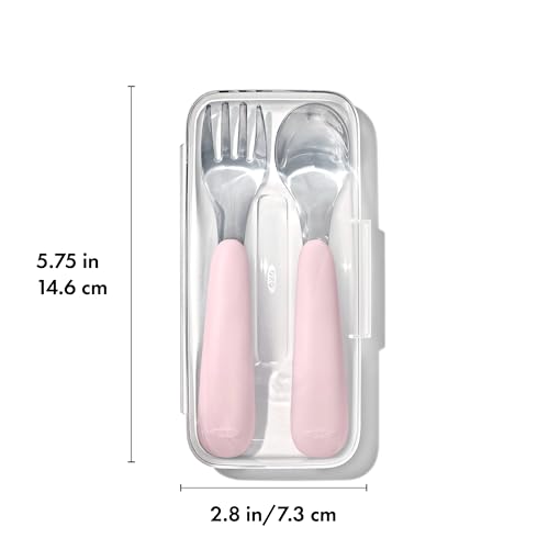 OXO Tot On-The-Go Fork and Spoon Set - Blossom - color: Blossom
