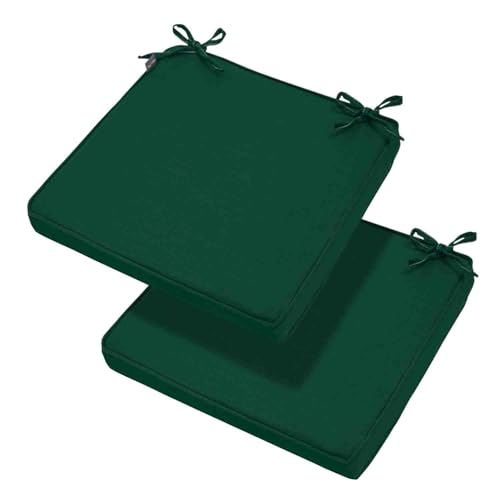 Magpie Fabrics Indoor Outdoor Waterproof Square Chair Cushion, 18" x 18" x 2.5", 2 Pack, Water Resistant Seat Cushions, for Patio Garden Office, Dark Green - color: Dark Green