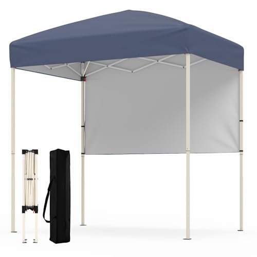 Tangkula 6x4 Ft Pop Up Canopy, UPF 50+ Instant Setup Canopy Tent with Sidewall, 4 Stakes, Portable Outdoor Canopy with Carrying Bag for Camp, Beach, Patio (Grey) - color: Gray