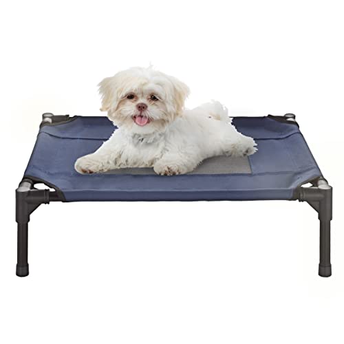Elevated Dog Bed - 24.5x18.5-Inch Portable Pet Bed with Non-Slip Feet - Indoor/Outdoor Dog Cot or Puppy Bed for Pets up to 25lbs by PETMAKER (Blue) - color: Blue, size: Small