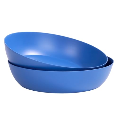 12-Pack 8.6 Inch Plastic Salad Bowls,Lightweight Unbreakable Dinner plates for Daily Use, Microwave & Dishwasher Safe Plates,Plastic Plates for Camping, Outdoor, food, Fruit (Blue) - color: Blue, size: 8.6 Inch