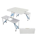 Outvita Portable Picnic Table with Seats, Folding One-Piece Dining Table Set with Suitcase Umbrella Hole for BBQ Gathering Travel Party Beach Patio - color: Silver