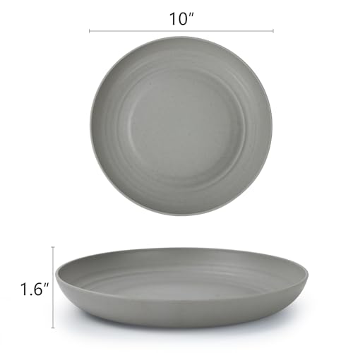 Homienly Dinner Plates Set of 8 Premium Wheat Straw Plate Alternative for Plastic Plates Lightweight Round Plate Set Microwave and Dishwasher Safe Plates for Kitchen Unbreakable (Grey, 10 inch) - color: Gray, size: 10 Inch