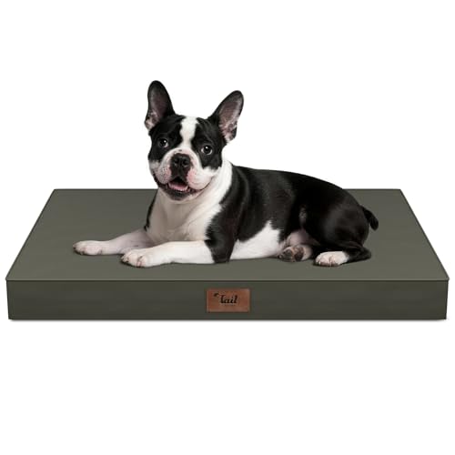 Outdoor Dog Bed for Small Dogs, Waterproof Dog Crate Bed for Medium Dogs Cats, Orthopedic Egg Crate Foam Pet Bed with Washable Removable Oxford Cover, Brown - color: Brown, size: 29.0"L x 18.0"W x 3.0"Th