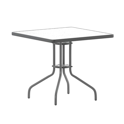 Flash Furniture Barker 31.5'' Square Tempered Glass Metal Table, Silver - color: Clear Top/Silver Frame, size: 31.5" Square