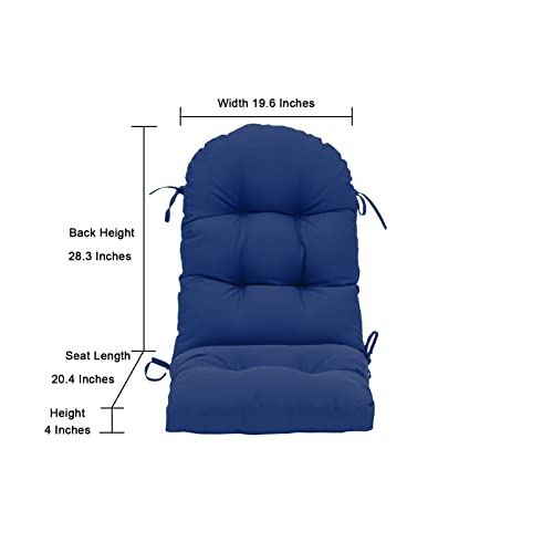 QILLOWAY Outdoor High Back Chair Cushion for Adirondack, All Weather Rocking Chair Cushions Thick Padded Replacement for Patio Furniture,Navy - color: Navy