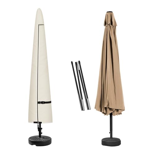 Porch Shield Patio Umbrella Cover - Outdoor Waterproof Garden Market Parasol Covers Fits Market Umbrella up to 12 Feet, Beige - color: Beige, size: Fits Market Umbrella up to 12 Feet DIA