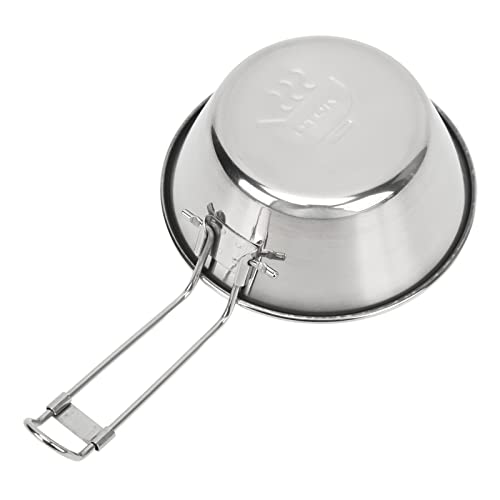 BORDSTRACT Sierra Cup Camping, 4Pcs Stainless Steel Cookware Set with Anti Hot Handle and Storage Case for Hiking, Travel, Picnic, Heatable Soup Cup, Traditional Korean Tableware Bowl Outdoor Cooking