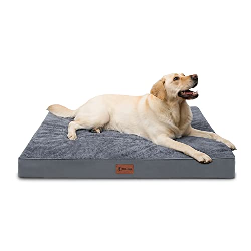 Waterproof Extra Large Dog Bed Orthopedic Dog Beds for Crate with Removable Washable Cover Egg-Crate Foam Pet Pad Mat with Anti-Slip Bottom, 44x32 Inch, Grey - color: Grey, size: 44"l X 32"w X 4"h