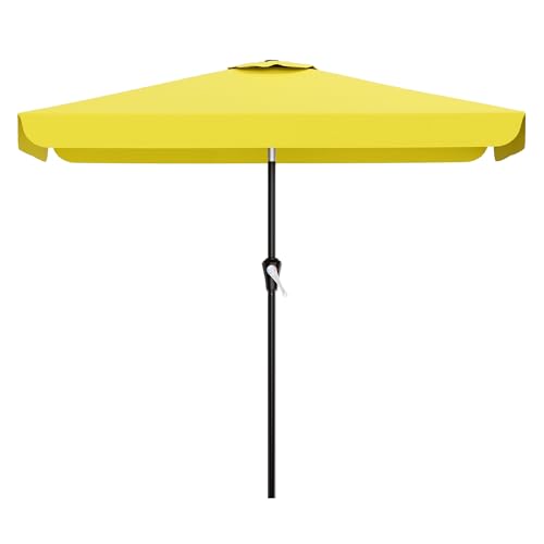 AreShark 6.5 x 10 FT Rectangular Valance Patio Umbrella, Outdoor Umbrella with Tilt and Crank, Market Table Umbrellas W/ 6 Ribs UV Protection for Garden, Deck, Backyard and Pool, Yellow - color: Yellow, size: 6.5x10 FT