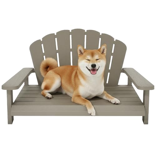 Fancyango Resin Dog Sofa Indoor Outdoor Waterproof Bed Stable Resin Comfort Design - Easy Assembly in Minutes (Gray 35.24''*29''*18.5'') - color: Gray
