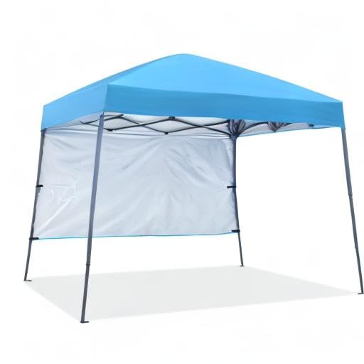 ABCCANOPY Outdoor Pop Up Canopy 10x10 Beach Camping Canopy with 1 Sun Wall, Bonus Backpack Bag, Stakes and Ropes, Sky Blue - color: Azure Blue, size: 10x10