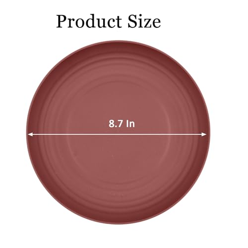 2 Pcs Wheat Straw Plates, 9Inch Unbreakable Dinner Plates, Reusable Plate for Camping,Picninc,Family Dinner,Red - color: Red