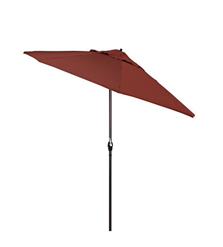 California Umbrella 12-Year Protection 9-Ft Outdoor Patio Umbrella, Sunbrella Fade-Resistant Acrylic Fabric, Auto Tilt and Crank, Heavy-Duty Aluminum Frame/Reinforced Ribs, Bronze Pole, Henna - color: Henna