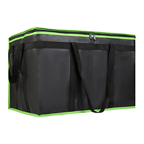 CIVJET 1-Pack Insulated Food Delivery Bag, XXX-Large Commercial Food Warmer for Delivery Drivers, Insulated Reusable Grocery Cooler/Hot Bags, Tote Bag for Shopping/Travel, Black with Green Edge - color: Black-green, size: 22 x 14 x 13 inches